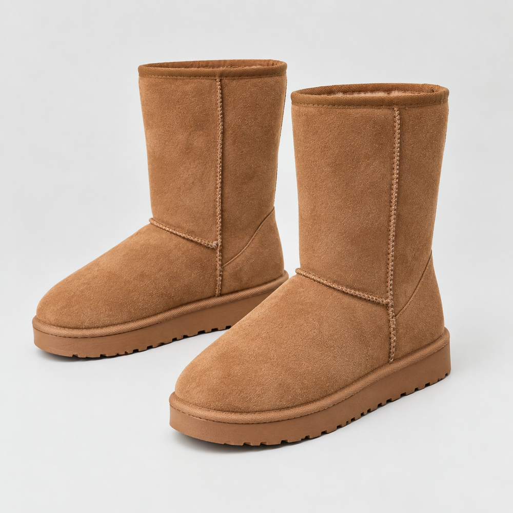 Women's Winter Boots | Suede Round Toe Flat Sole