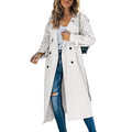 Women's Trench Coat | Double-Breasted Long Sleeves Belted
