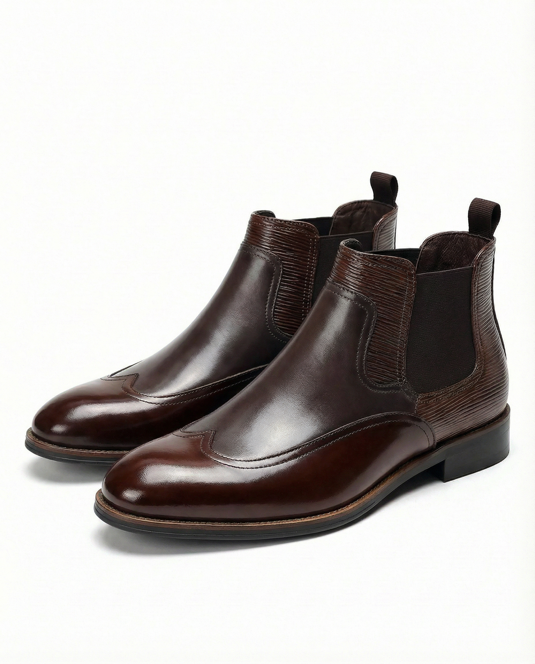 Dress Chelsea Boots For Men | Round Toe Leather Elastic Gore