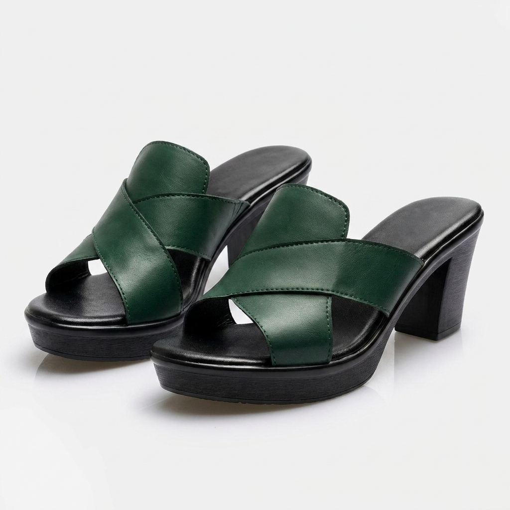 Black Heels For Women | Open Toe Block Heel Crisscross Platform