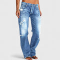 Women's Wide Leg Jeans | Distressed Denim Low-Rise Relaxed Fit