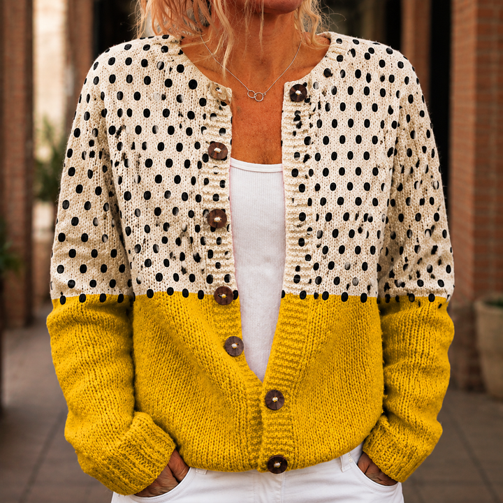 Giselle Colorblock Cardigan - Mustard Cream