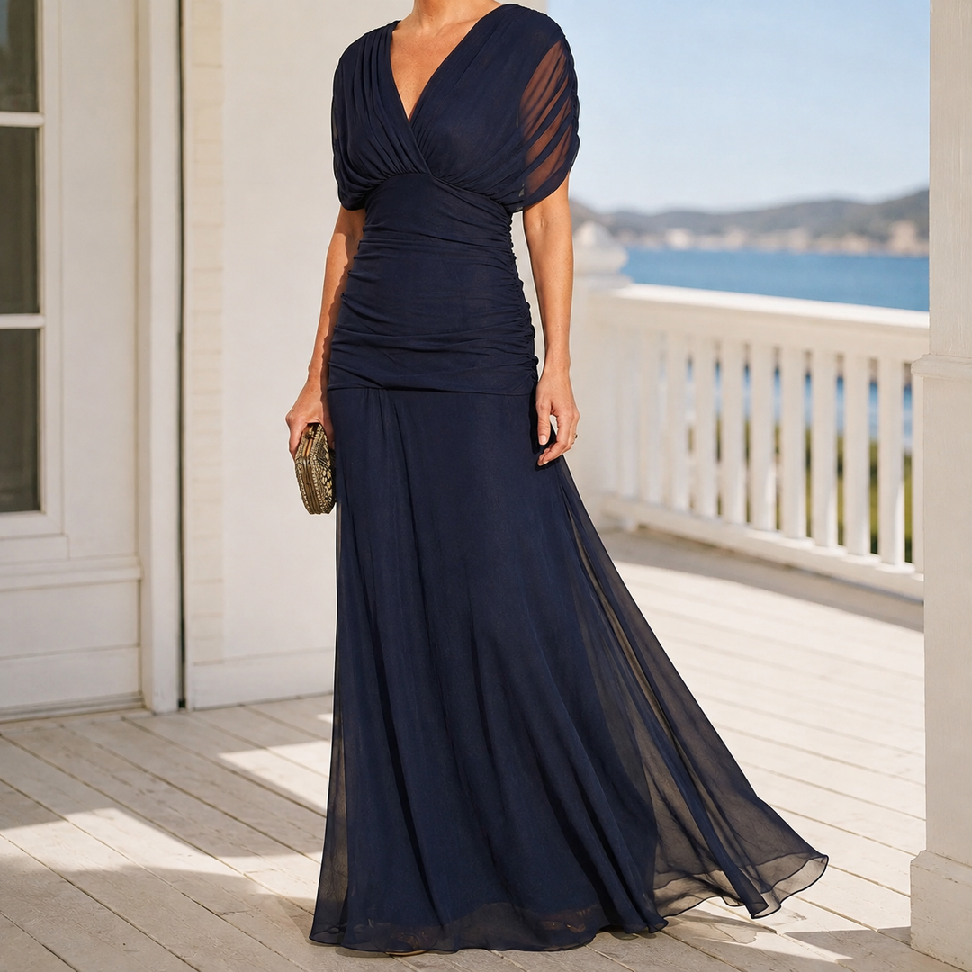 Willa Ruched Maxi Dress - Navy