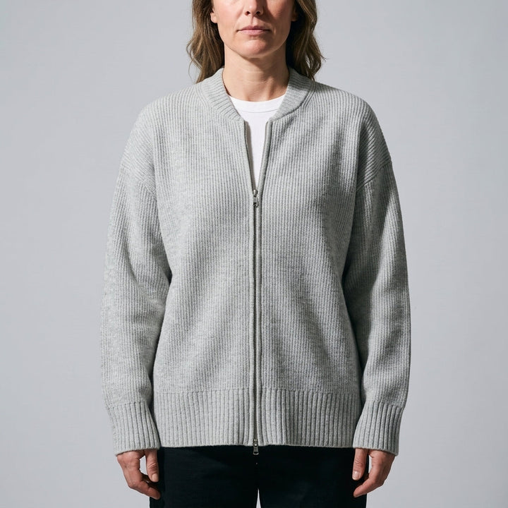 Fenella Zip Cardigan - Silver Gray