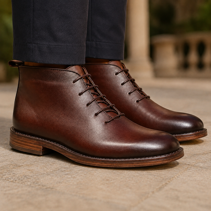 Neroni Leather Ankle Boots - Brown