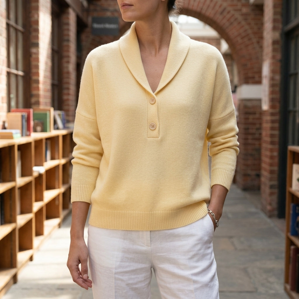 Livia Shawl Collar Sweater - Yellow