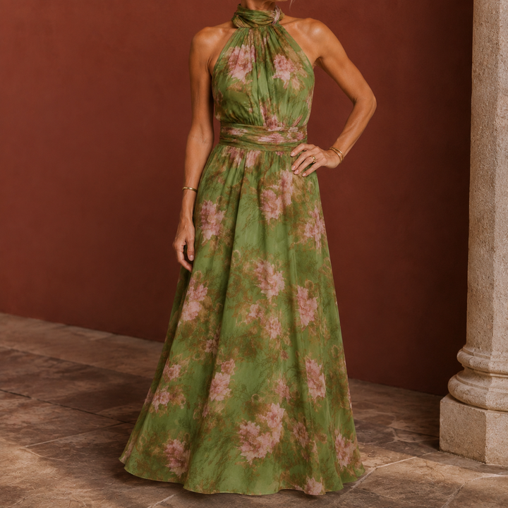 Celine Halter Maxi Dress - Green