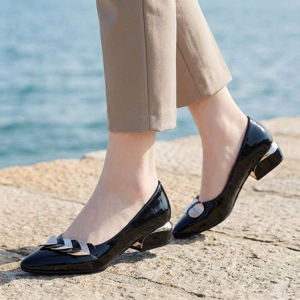 Sienna Pointed Block Heels - Lead Alternate View