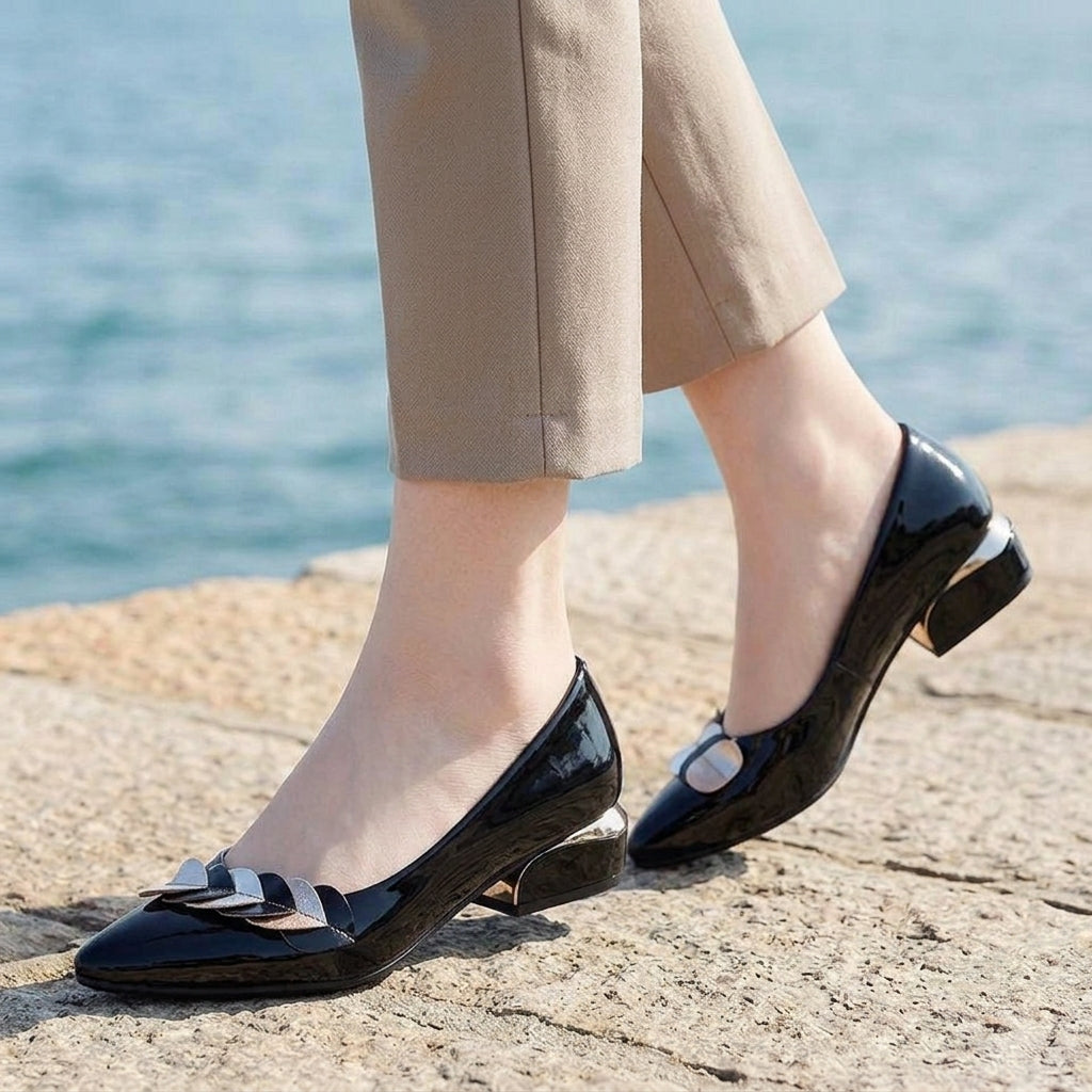 Sienna Pointed Block Heels - Lead Alternate View