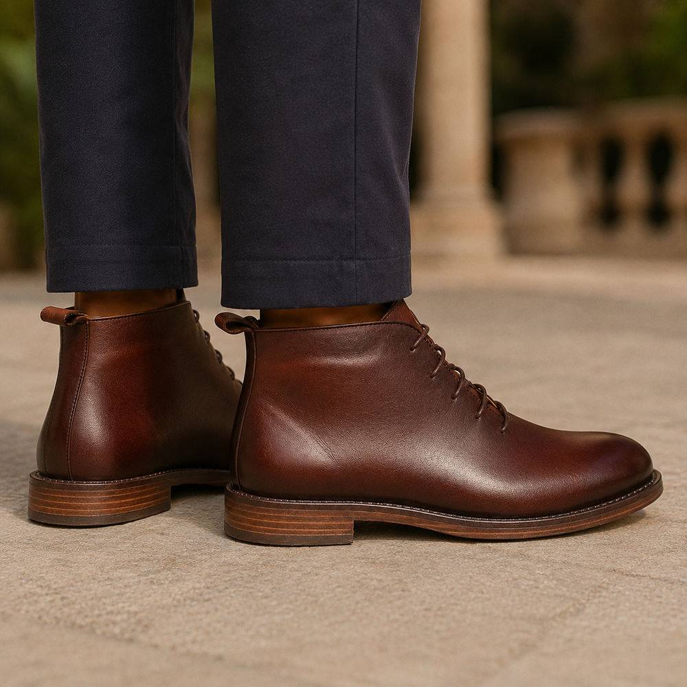 Neroni Leather Ankle Boots - Lead Alternate View