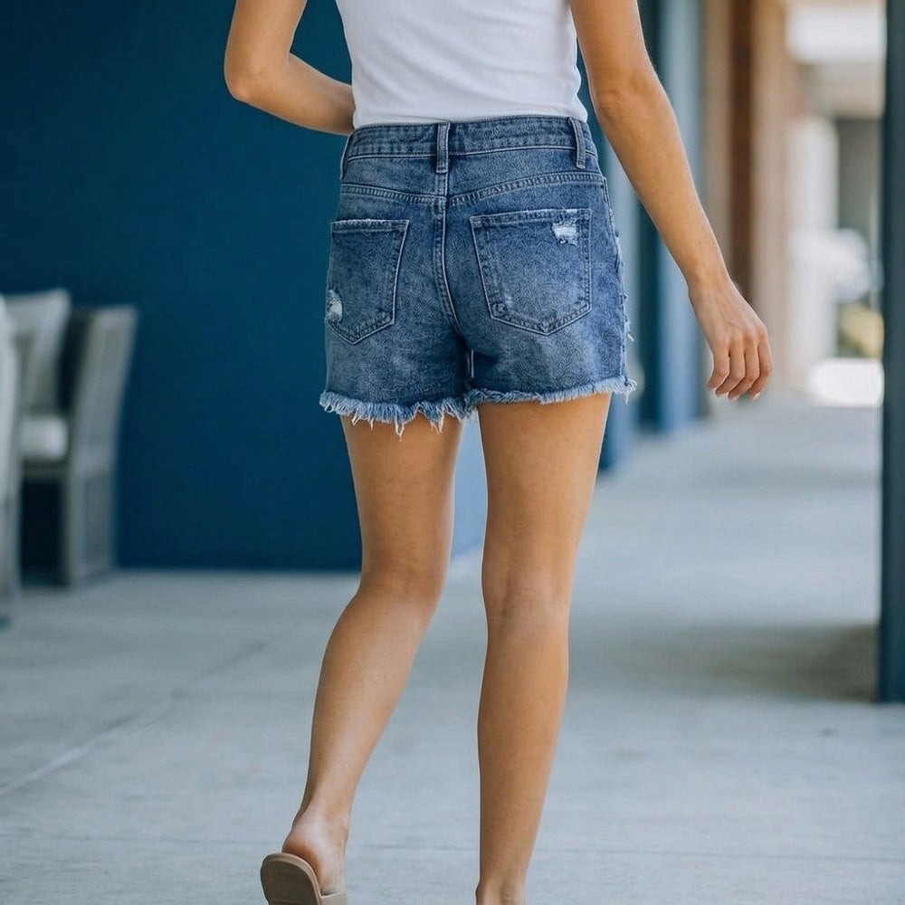 Celeste Distressed Shorts - Lead Alternate View