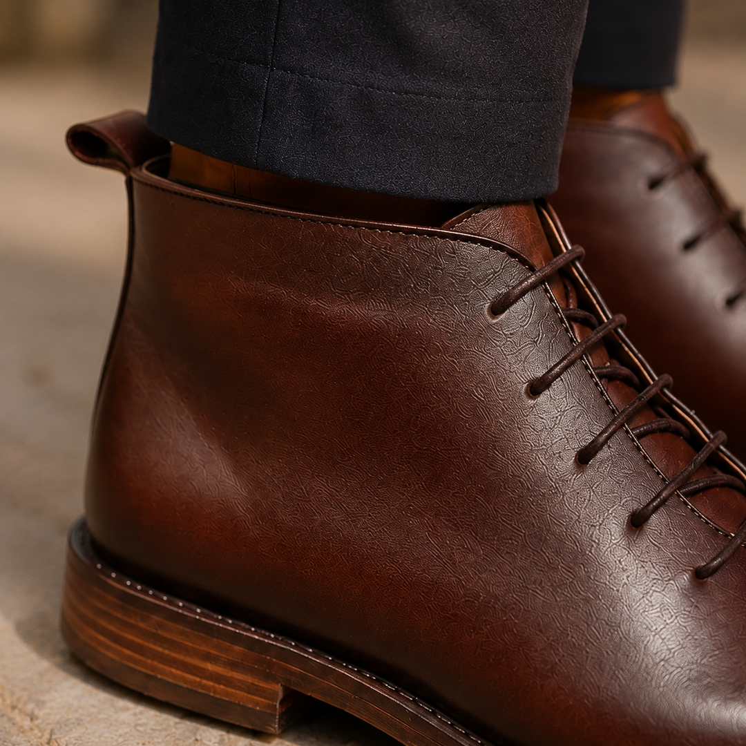 Neroni Leather Ankle Boots - Lead Product Detail
