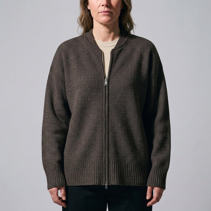 Fenella Zip Cardigan - Coffee
