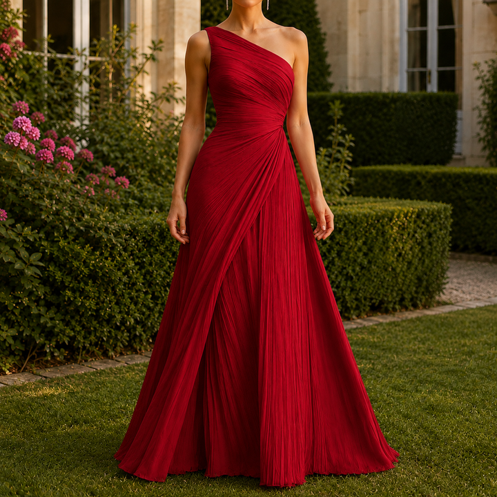 Leonie-Mae One-Shoulder Dress - Red