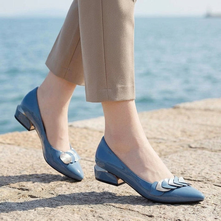 Sienna Pointed Block Heels - Blue