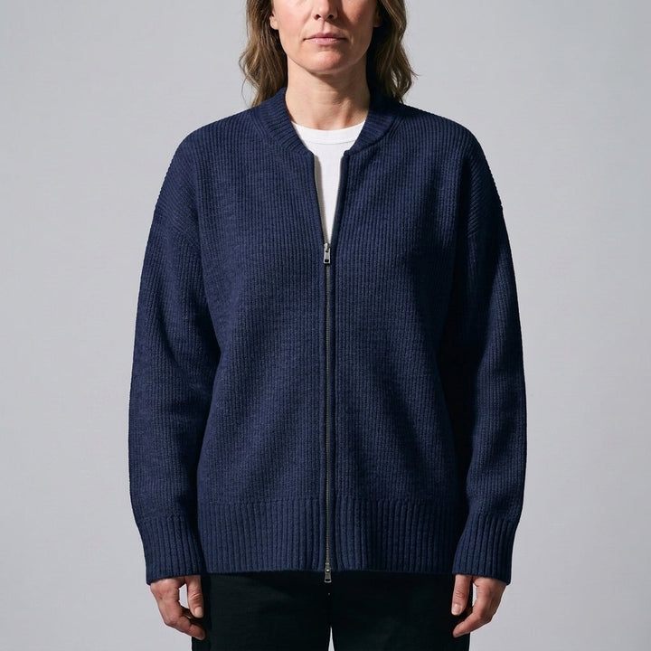 Fenella Zip Cardigan - Navy Blue