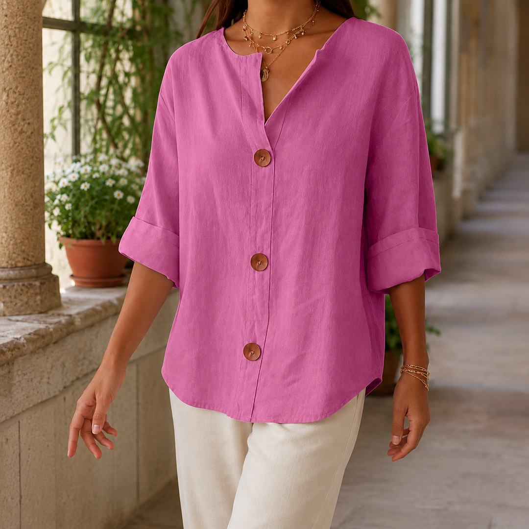 Valencia Button Front Shirt - Pink