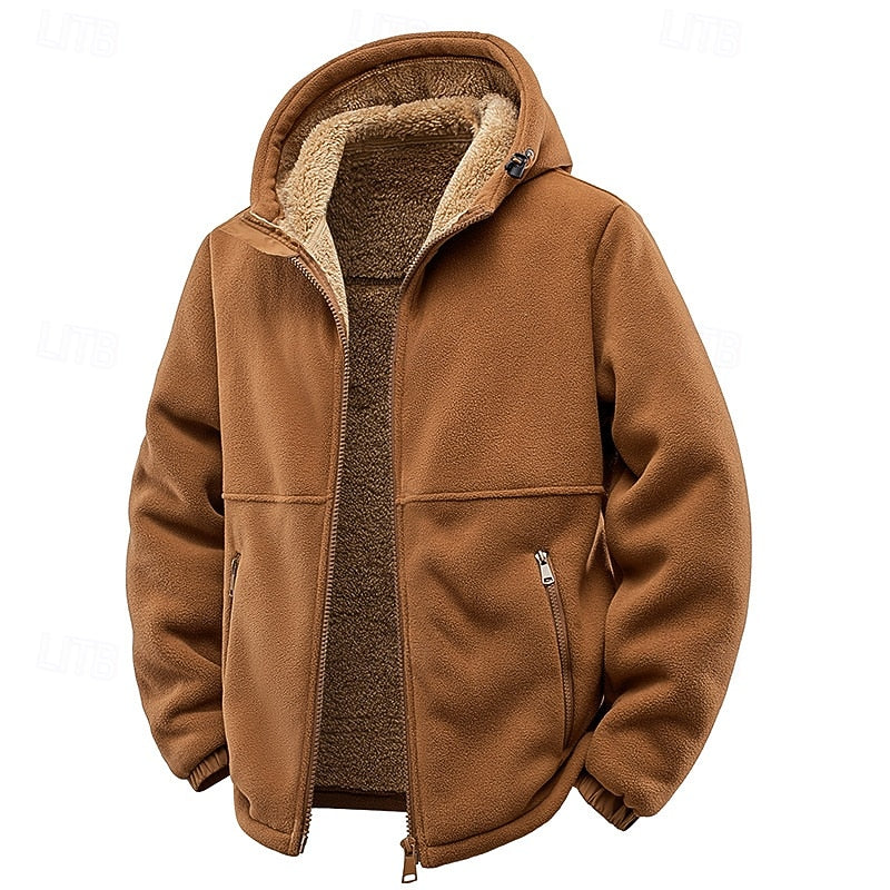 Men's Hooded Jacket | Full-Zip Hood Pockets Fleece Lined