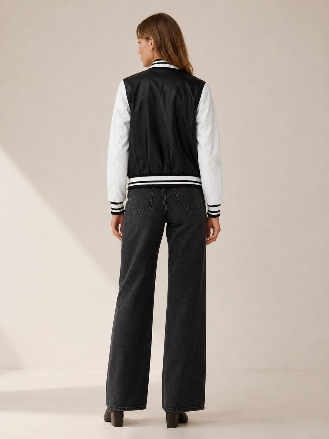 Valentina Retro Contrast Sleeve Bomber Jacket_2
