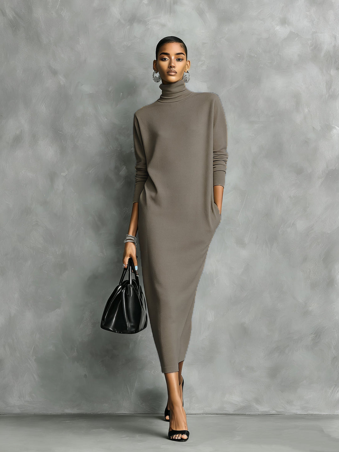 Maelys | Turtleneck Midi Sweater Dress