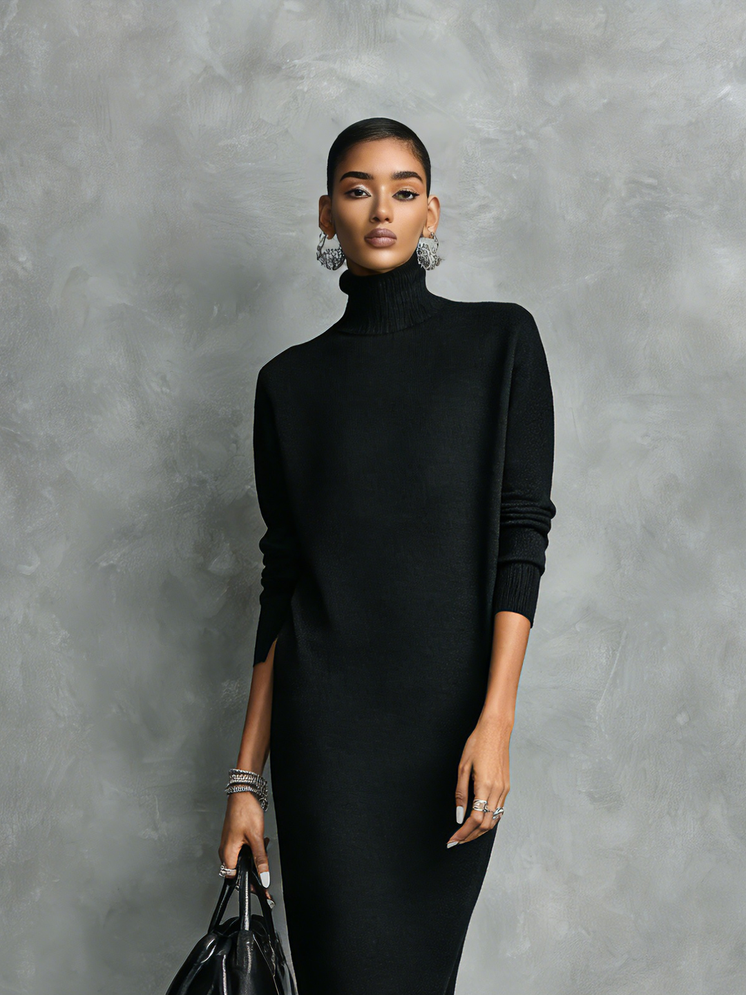 Maelys | Turtleneck Midi Sweater Dress