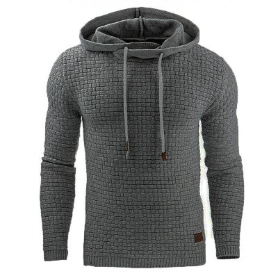 Stylish men's slim fit winter hoodie, a cozy long sleeve pullover for casual wear. Textured fabric, modern men's fashion.