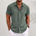 Men's Linen Shirt | Short Sleeve Collared Button Relaxed Fit