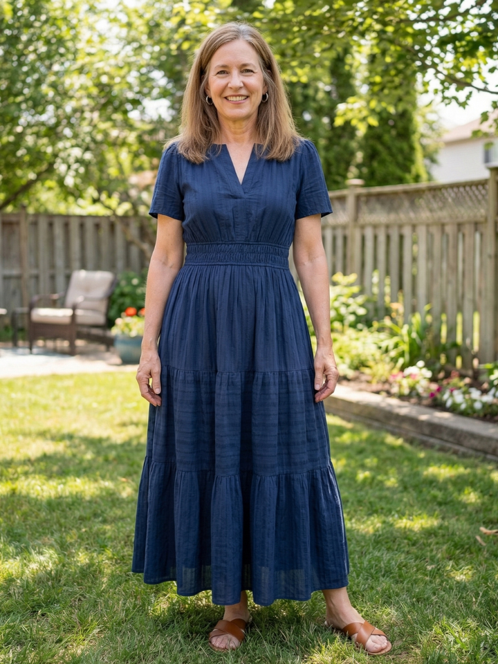 Orenda | Tiered Short-Sleeve Maxi Dress