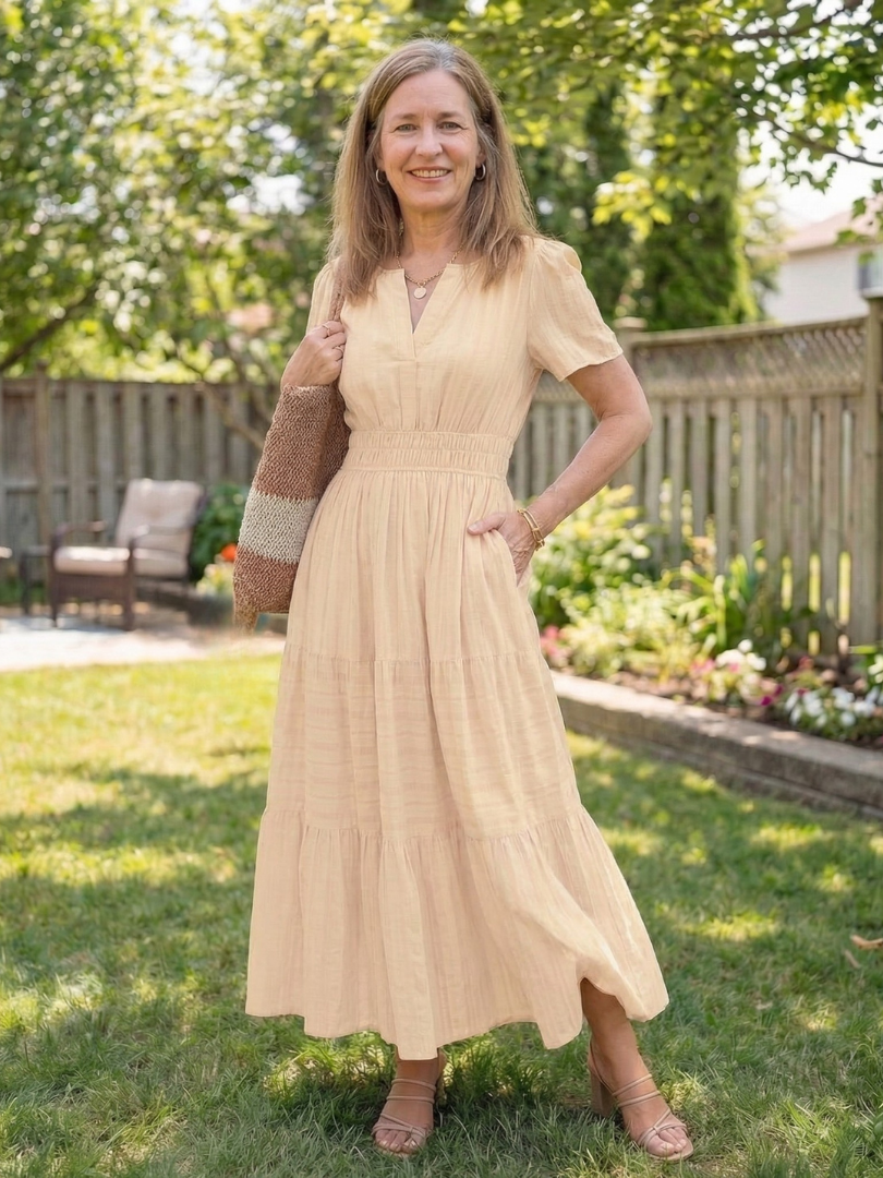 Orenda | Tiered Short-Sleeve Maxi Dress