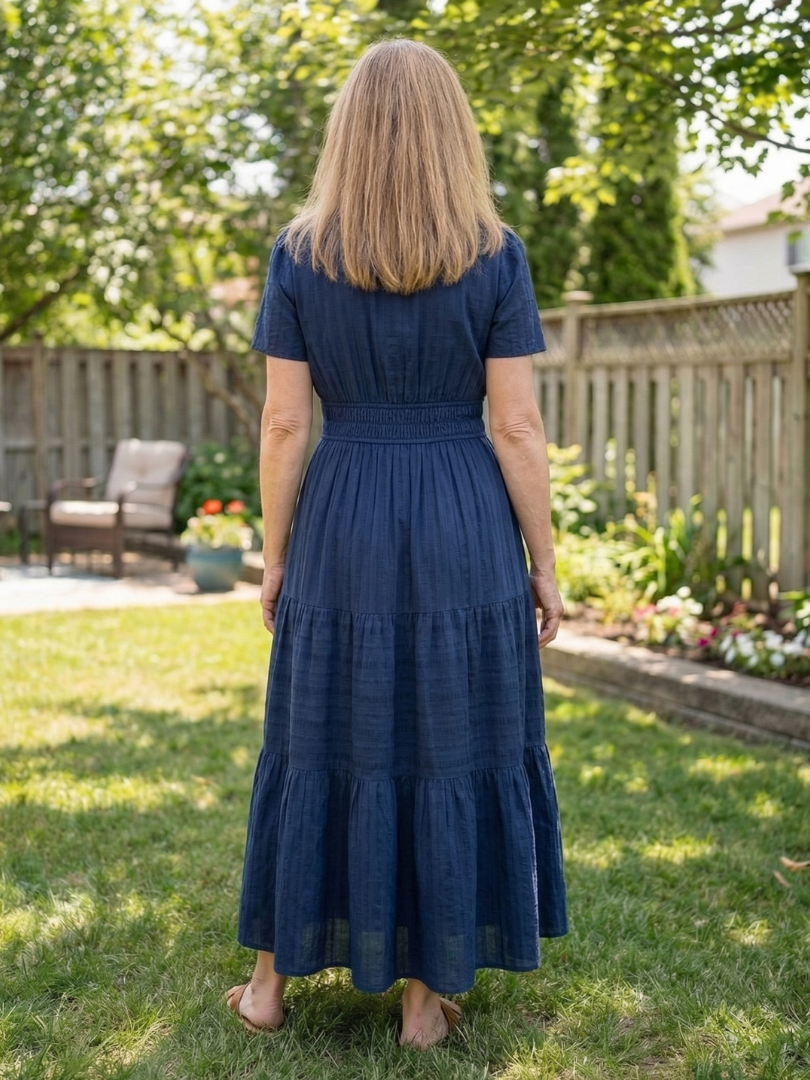 Orenda | Tiered Short-Sleeve Maxi Dress