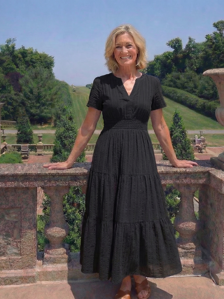 Orenda | Tiered Short-Sleeve Maxi Dress