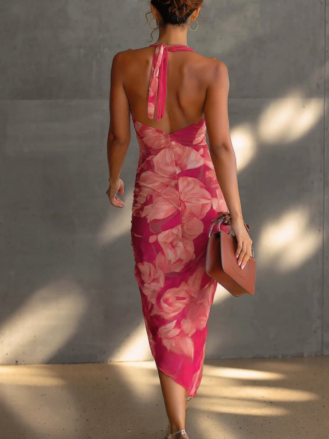 Roxanne | Fuchsia Floral Bodycon Cocktail Maxi Dress