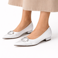 Women's Ballet Flats | Pointed Toe Satin Buckle Low Heel