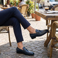 Men's Loafer Shoe | Slip-On Metal Buckle Leather