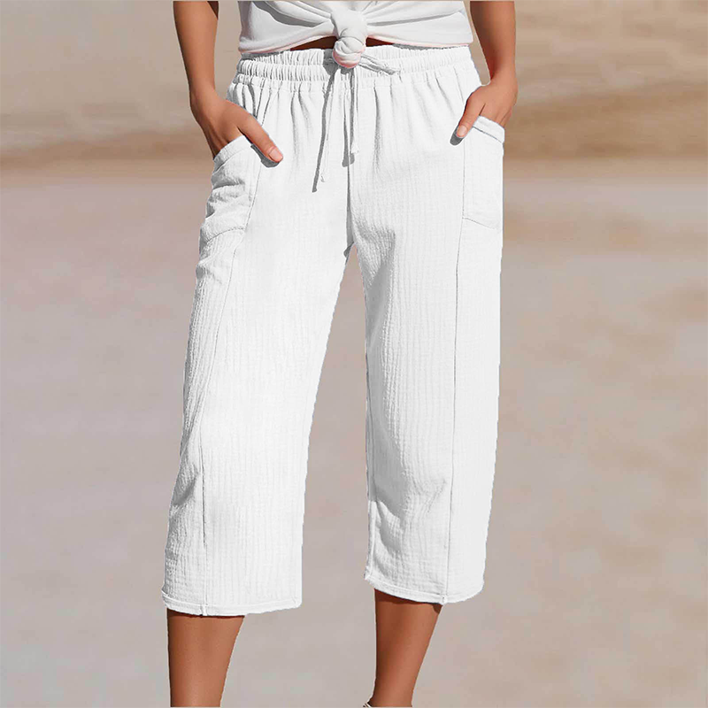 Women's Gaucho Pants | Cropped Wide Leg Drawstring Linen