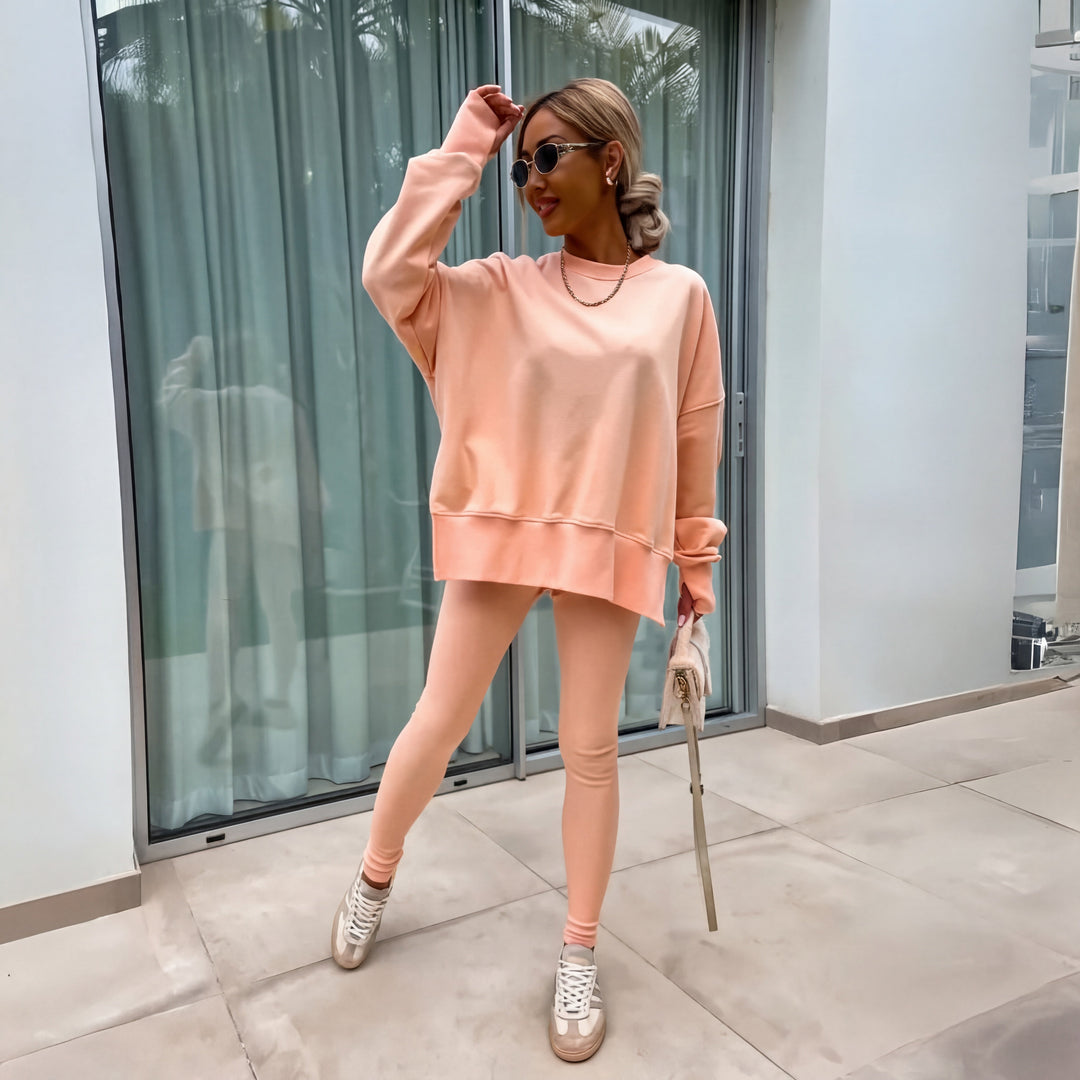 womens-knit-tracksuit-with-crewneck-sweatshirt-and-pull-on-leggings-4