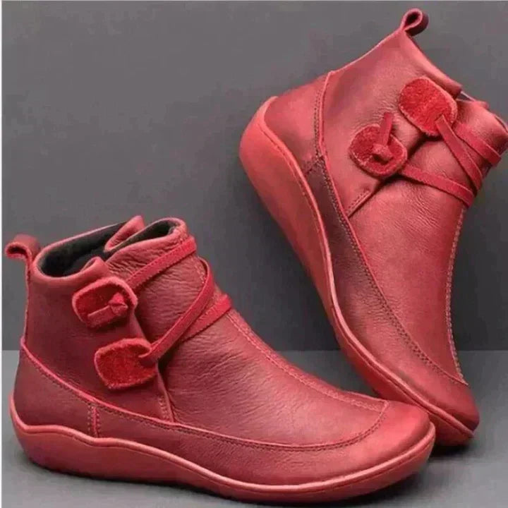 Women's Waterproof Boots | Ankle Height Round Toe Slip-On Leather
